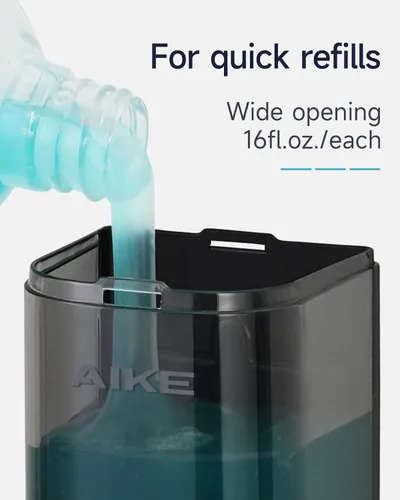 Vista 6 de AIKE Dispensador de jabón líquido para montaje en pared, 16 oz para baño Negro