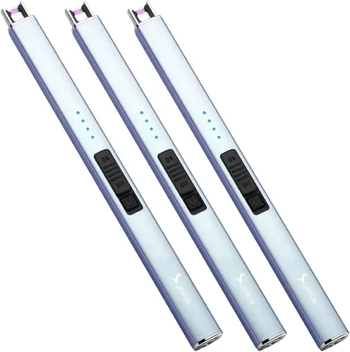Vista 10 de SUPRUS Encendedor eléctrico de arco resistente al viento, sin llama, recargable por USB, con bloqueo de seguridad para velas, barbacoa, camping