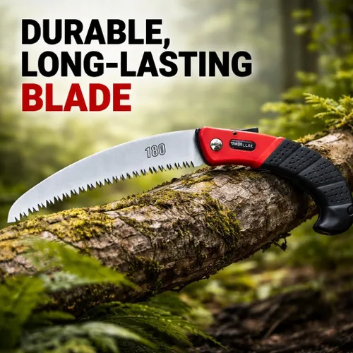 Vista 4 de TABOR TOOLS TTS25A - Sierra plegable con hoja curvada de 8 pulgadas, sierra de mano plegable para podar árboles, recortar ramas y cortar madera