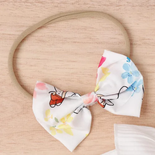 Vista 3 de Mameluco para bebé recién nacido, con estampado de letras y lazo, estampado floral, para niña de 0 a 18 meses