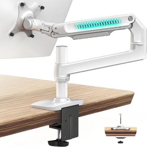 Vista 16 de Ergounion Soporte para monitor doble, soporta pantallas de hasta 40 pulgadas y 25 libras, brazo doble para monitor totalmente ajustable con Negro
