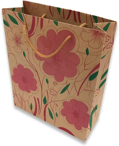 Vista 6 de 888 Display USA, Inc 6 bolsas de papel de 7.5 x 3 x 9.5 pulgadas de alto, diseño floral negro sobre papel Kraft, bolsas