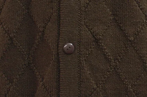 Vista 3 de Suéter de punto de lana de alpaca suave para hombre, con cuello en V, con botones, chaleco de golf, diseño de diamante