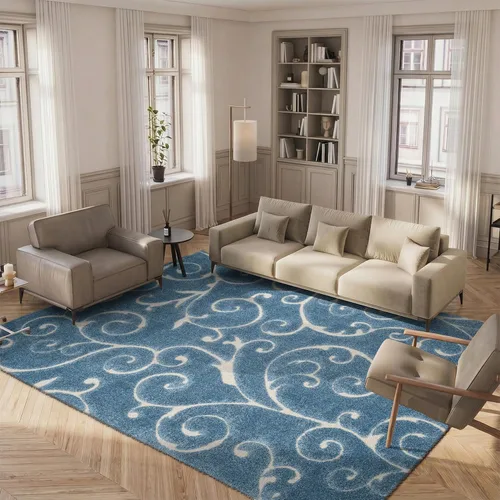 Vista 50 de SAFAVIEH Florida Shag Collection - Alfombra decorativa, 2 x 3 pies, color crema y beige, diseño de volutas, no desprende pelusa y fácil de limpiar