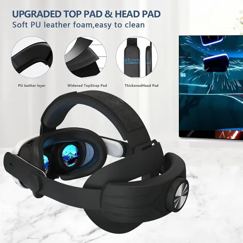 Vista 3 de Comfort Head Strap for Oculus Quest 3, MTomatoVR Lightweight Replacement Strap VR Accessaries, Reduce Face Pressure Comfortable Convenient Flip