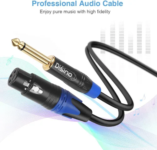 Vista 4 de Cable de micrófono XLR hembra a TS mono de 1/4 pulgadas (6.35mm), desequilibrado de 3 pines XLR hembra a conector de micrófono TS de cuarto