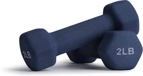 Vista 26 de Portzon Mancuernas de neopreno con agarre antideslizante para ejercicio de entrenamiento corporal total y tonificación muscular, compatible con 2