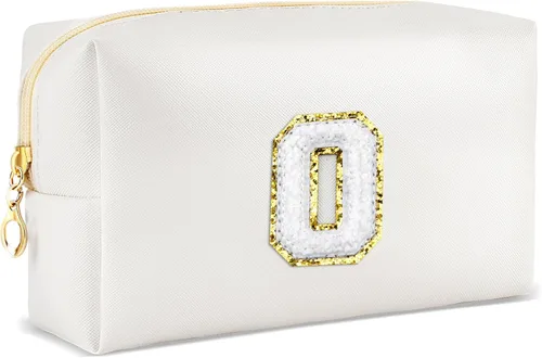 Vista 58 de URSKYTOUS Regalos para niñas, bolsa de maquillaje con inicial, bolsa de cosméticos personalizada con cremallera, bonita bolsa de aseo de viaje, Azul