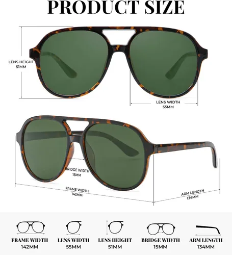 Vista 4 de NSSIW Lentes de sol estilo aviador retro para mujeres y hombres, polarizados vintage de los años 70 con protección UV