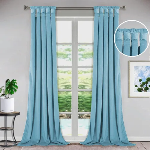 Vista 17 de Bhoomi Collection Cortinas opacas con pestaña superior para sala de estar, cortinas de ventana con aislamiento térmico, oscurecimiento de Rojo Sangre