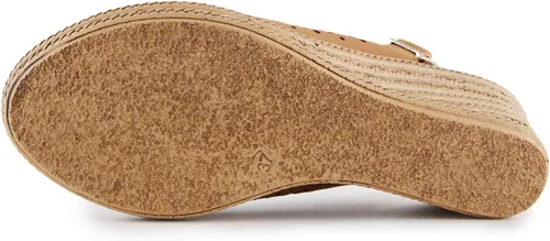 Vista 5 de Alexis Leroy tacón de cuña recortado Vamp Peep Toe Slingback sandalias de mujer
