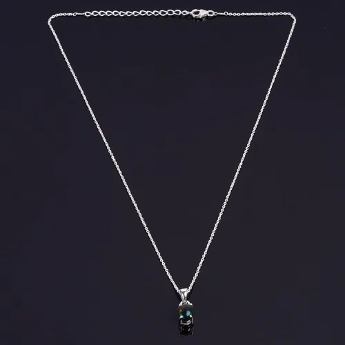 Vista 5 de Collar con colgante de cristales de ópalo etíope negro natural, cristales curativos, joyería de plata de ley 925, 18 pulgadas A+