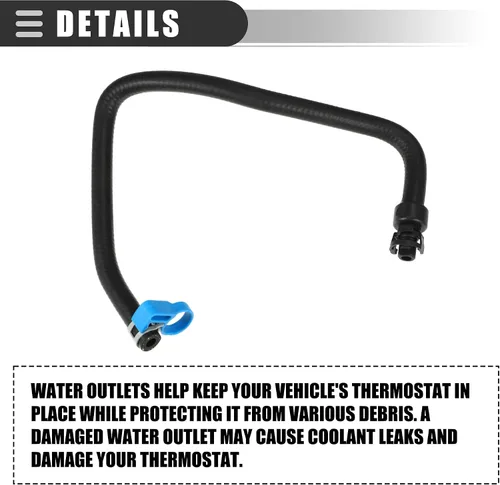 Vista 7 de Motoforti Salida de agua para carcasa del refrigerante del motor, manguera de refrigerante del motor, para Chevrolet Cruze 2011-2016, caucho ABS