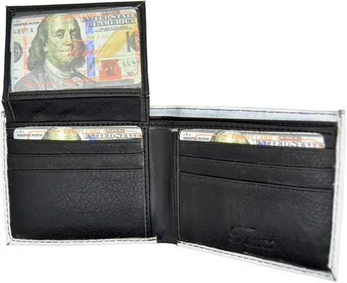 Vista 3 de Tems Billetera de piel sintética hecha a mano con diseño de billete de cien dólares