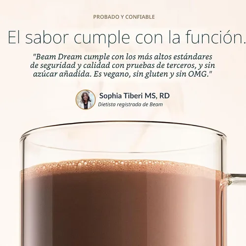 Vista 5 de Beam Dream Polvo para Dormir, L-Teanina, Apigenina, Reishi y Magnesio, Ayuda Natural para Dormir Certificada por Terceros & Suplemento
