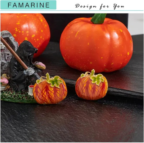 Vista 5 de FAMARINE Aretes de calabaza de Halloween para mujer, aretes divertidos de calabaza, regalo de vacaciones, Latón, No es una piedra preciosa