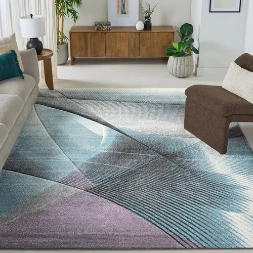 Vista 18 de SAFAVIEH Hollywood Collection - Alfombra decorativa de 2 pies 3 pulgadas x 4 pies, beige y azul, diseño moderno de mediados de siglo, no desprende