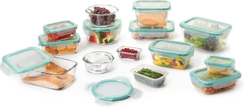 Vista 11 de OXO Good Grips Smart Seal - Juego de 8 recipientes de vidrio para almacenamiento de alimentos, color azul ártico