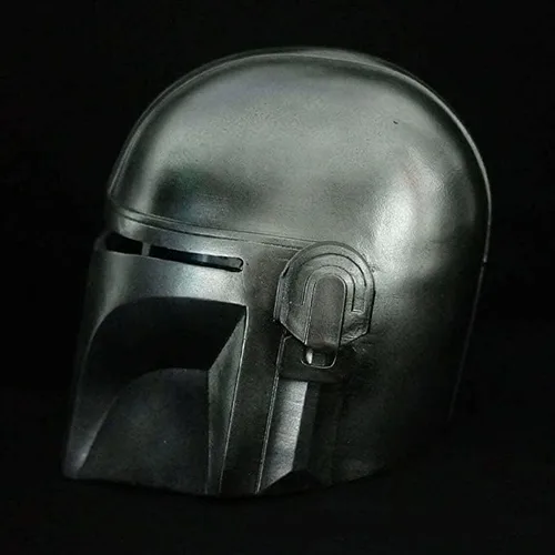Vista 4 de Rynass Mild Steel Mandalorian Helmet Medieval Helmet for Halloween Costume Theater Role-Play Solid Armor Helmet