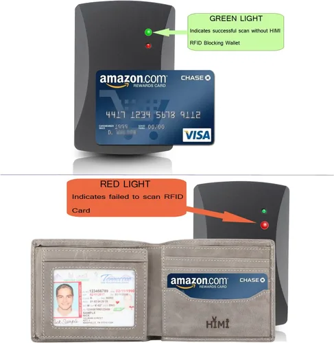 Vista 6 de Billetera para hombrecon RFID bloqueo plegable en 3, piel genuina, cartera con 2ventanas para identificación