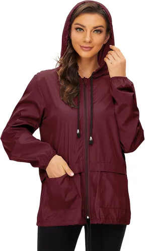 Vista 2 de Komorebi Chubasqueros impermeables para mujer, talla grande, ligeros, plegables, con capucha, para exteriores