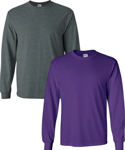 Vista 70 de Gildan Camiseta de manga larga de algodón ultra para adulto, estilo G2400, paquete múltiple Militar + ceniza.