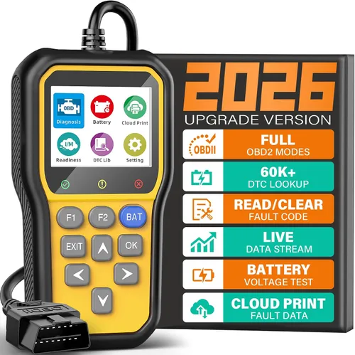 Vista 9 de BluSon YM319 - Escáner OBD2, herramienta de diagnóstico con probador de batería, lector de código de falla del motor con datos en vivo, impresión