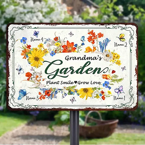 Vista 8 de Letreros de metal personalizados con nombre hechos en Estados Unidos, letrero de jardín vintage personalizado, impermeable, vintage, impresión