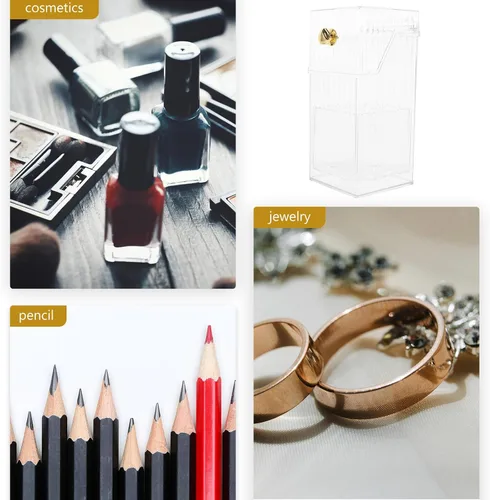 Vista 3 de SMASOLO Cosmetics Brush Holder Cup Makeup Vanity Organizer Dustproof Desktop Makeup Brush Storage Container Pen Holder for Bathroom Dresser