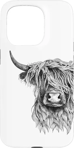 Vista 14 de iPhone 16 Highland Cow - Hand Drawn Illustration Case