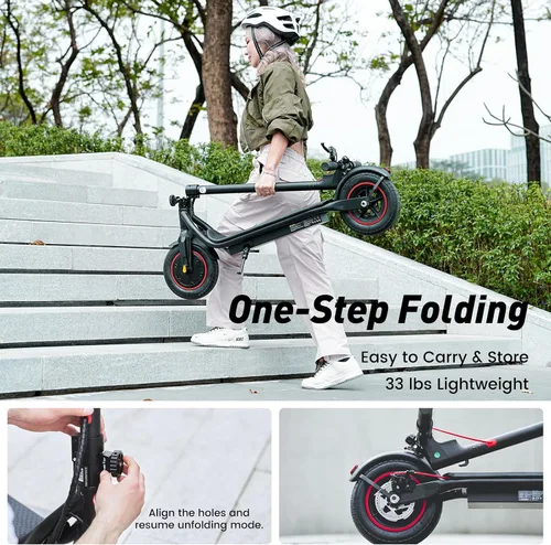 Vista 6 de Electric Scooter, 28/22 Miles Range, 28/23 MPH Speed, 10" Tire, 1000/500W Powerful Motor, Disc Brake & Smart APP, with Lights, Portable Foldable