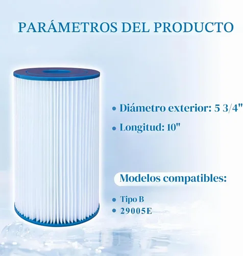Vista 2 de Filtro de piscina compatible con filtro de piscina tipo B, repuesto 29005E, paquete de 3