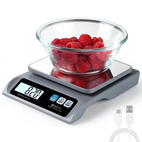 Vista 11 de BOMATA Báscula de alimentos de 0.00 oz/ 13 libras, báscula digital de cocina con bandeja de acero inoxidable extraíble, pantalla LCD retroiluminada