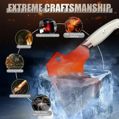 Vista 2 de DRGSKL Carne Cleaver Heavy Duty - Picador de huesos, hacha de cocina