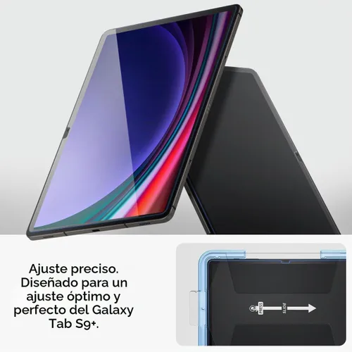 Vista 7 de Spigen GlasTR EZ FIT - Protector de pantalla para Galaxy Tab S9 Plus y S10 Plus 9H+ Tempered glass, Scratch resistance, Auto-align tray