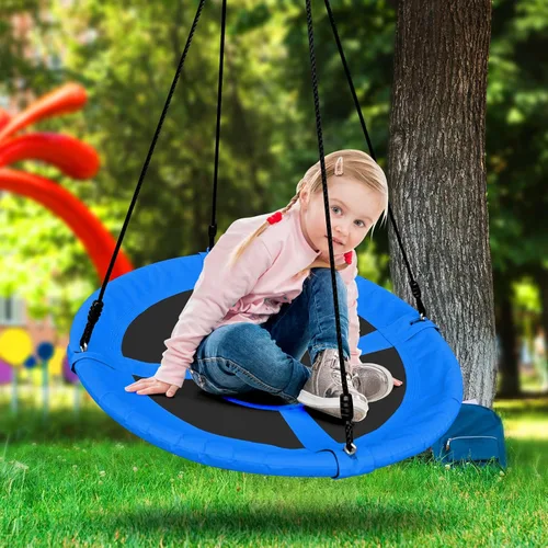 Vista 6 de Columpio de platillo para niños, columpio de árbol al aire libre de 40 pulgadas con capacidad de peso de 660 libras, tela impermeable Oxford 900D
