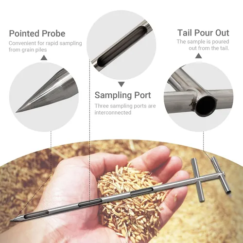 Vista 6 de Sonda de muestreo de grano de polvo, sonda de grano para polvos y semillas, muestreador de acero inoxidable, muestra de ladrón de granos, sonda