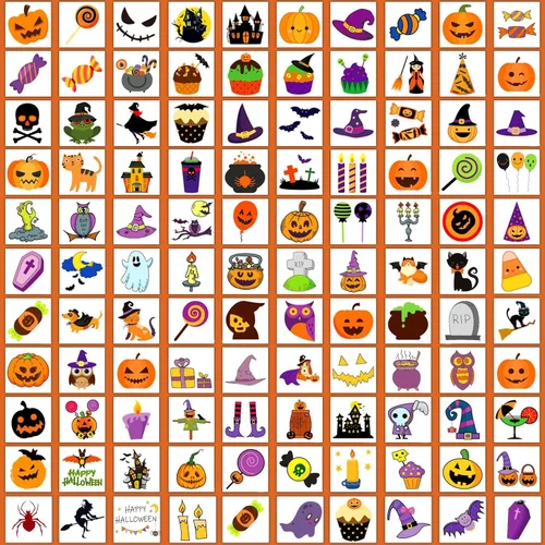 Vista 4 de Partywind 204 hojas envueltas individualmente, tatuajes de Halloween para suministros de fiesta de niños, decoraciones de fantasma de calabaza