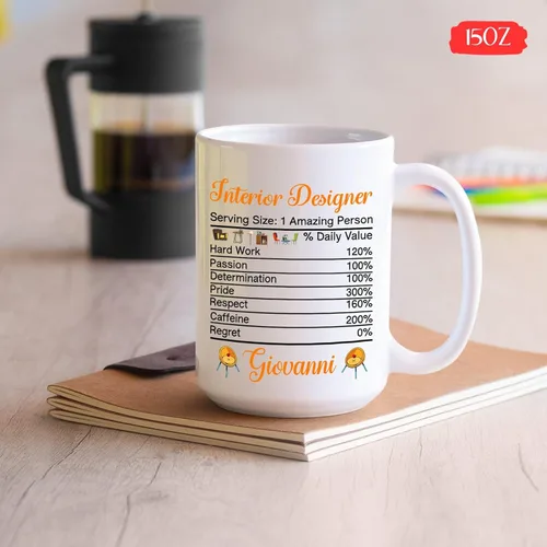 Vista 5 de Taza de café personalizada para diseño de interiores, diseño de interiores, taza de diseño de interiores, taza de diseño de interiores, regalo