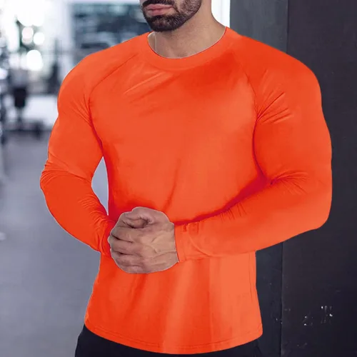 Vista 15 de Camisas de compresión atléticas de manga larga para hombre, capa base, camisa de entrenamiento atlético, camisas de compresión, camisetas deportivas