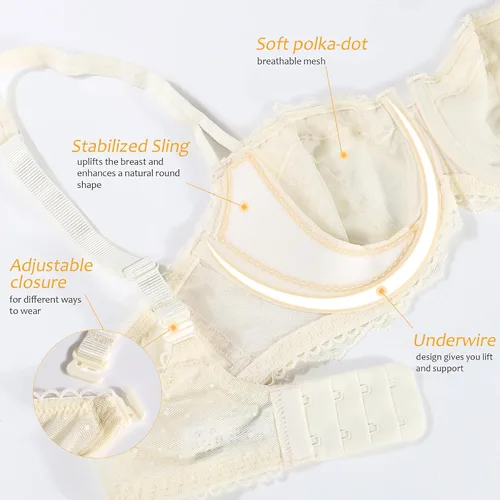 Vista 3 de DotVol Brasier de encaje transparente sin forro para mujer