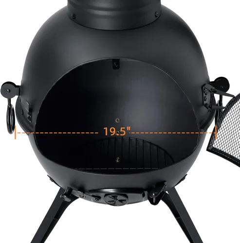 Vista 2 de SINGLYFIRE Chiminea Chiminea - Chimenea para exteriores para patio o patio trasero, hoguera de madera con cubierta de chimenea sin óxido, hierro