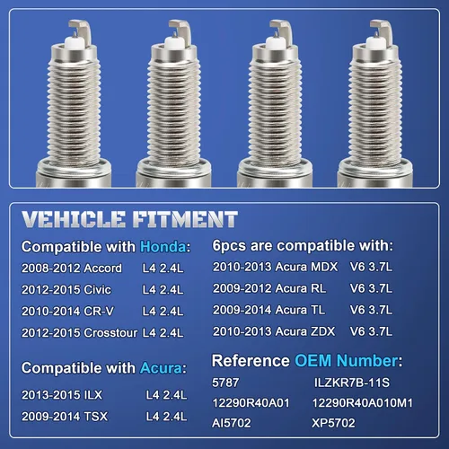 Vista 3 de Iridium Spark Plugs 4 Pack 5787 ILZKR7B11S for 08-15 Honda Acura 2.4L