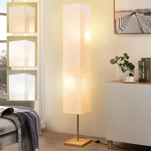Vista 9 de GyroVu Lámpara de pie para sala de estar, lámpara alta de columna ajustable de temperatura de color, lámpara de pie con base de nogal lámpara de pie