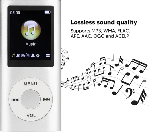 Vista 2 de Reproductor de MP3 64G, pantalla de 1.8 pulgadas, reproductor de música MP3 para estudio deportivo, compatible con MP3 WMA FLAC APE AAC OGG y ACELP