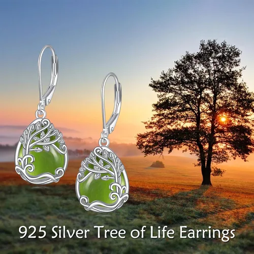 Vista 119 de Aretes colgantes con forma de lágrima de filigrana de piedra lunar de plata de ley 925 con cierre de palanca para mujer, regalos de joyería