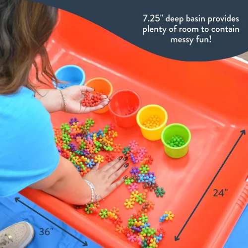 Vista 4 de Children's Factory Mesa sensorial mediana – 18″ de altura, caja de arena, mesa de agua para niños, rojo