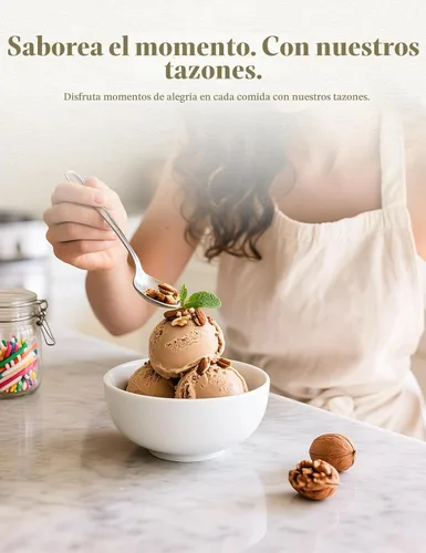 Vista 2 de AISBUGUR - Juego de 8 cuencos de postre, cuencos pequeños de cerámica de 10 oz para la cocina, cuencos blancos de 4.5" para helado aptos