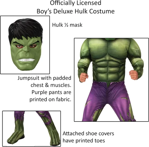 Vista 2 de Rubie's Disfraz de Marvel Avengers Deluxe Hulk para niño