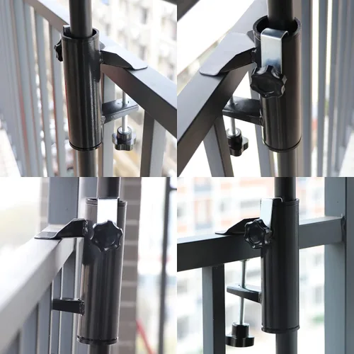 Vista 3 de weallbuy Soporte de abrazadera para sombrilla de patio al aire libre, soporte para sombrilla de terraza, soporte para sombrilla de patio para silla